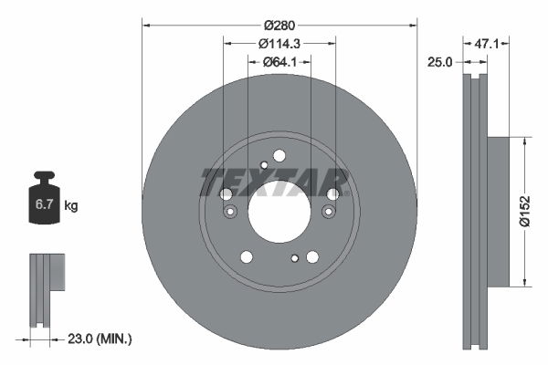 Bremsscheibe Vorderachse Textar 92252503 von Textar