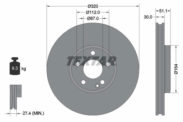 Bremsscheibe Vorderachse Textar 92258003 von Textar