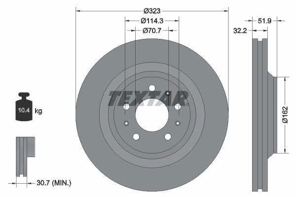 Bremsscheibe Vorderachse Textar 92261100 von Textar