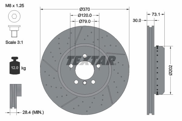 Bremsscheibe Vorderachse Textar 92265425 von Textar