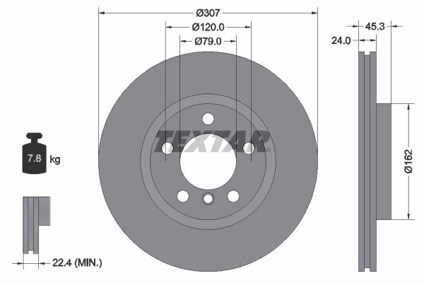 Bremsscheibe Vorderachse Textar 92275605 von Textar