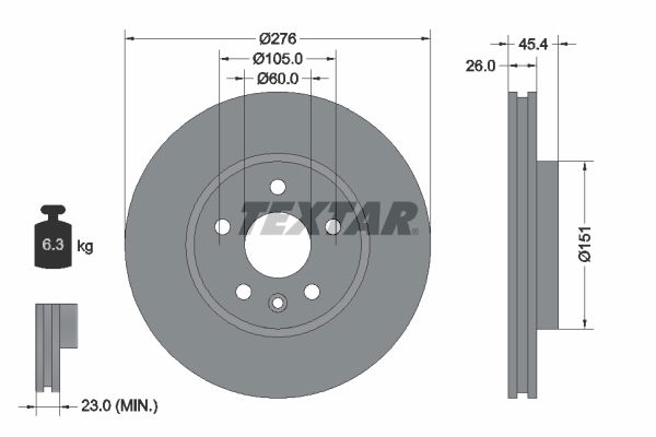 Bremsscheibe Vorderachse Textar 92277103 von Textar