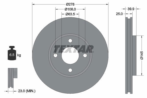 Bremsscheibe Vorderachse Textar 92279003 von Textar