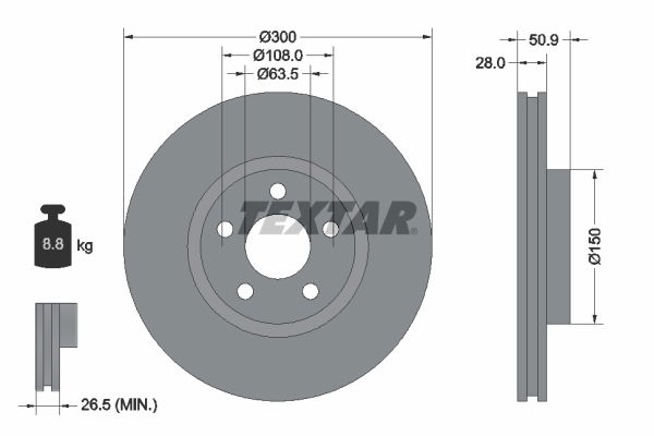 Bremsscheibe Vorderachse Textar 92283105 von Textar