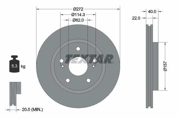 Bremsscheibe Vorderachse Textar 92289403 von Textar