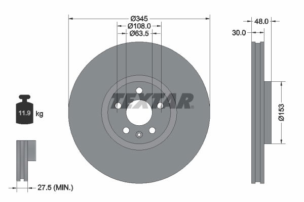 Bremsscheibe Vorderachse Textar 92289805 von Textar