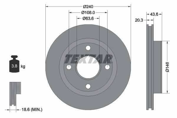 Bremsscheibe Vorderachse Textar 92294703 von Textar