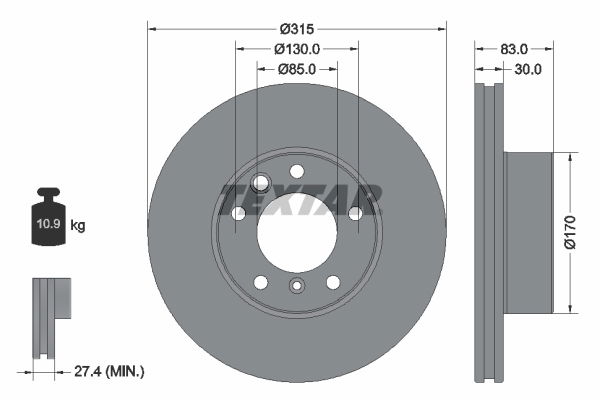 Bremsscheibe Vorderachse Textar 92304905 von Textar