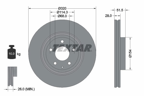 Bremsscheibe Vorderachse Textar 92315203 von Textar