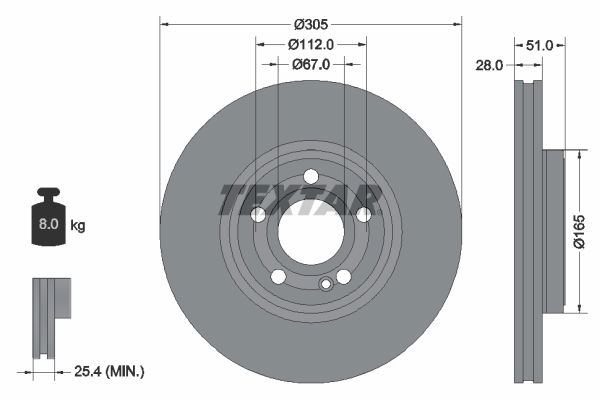 Bremsscheibe Vorderachse Textar 92323405 von Textar