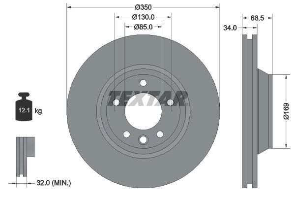 Bremsscheibe Vorderachse links Textar 92121705 von Textar