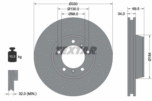 Bremsscheibe Vorderachse links Textar 92149905 von Textar