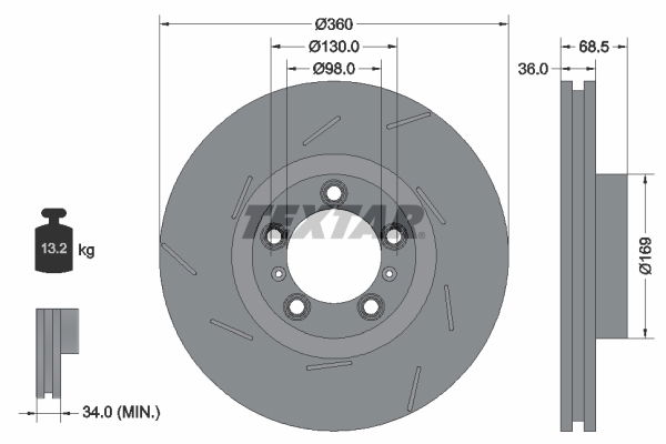 Bremsscheibe Vorderachse links Textar 92213905 von Textar