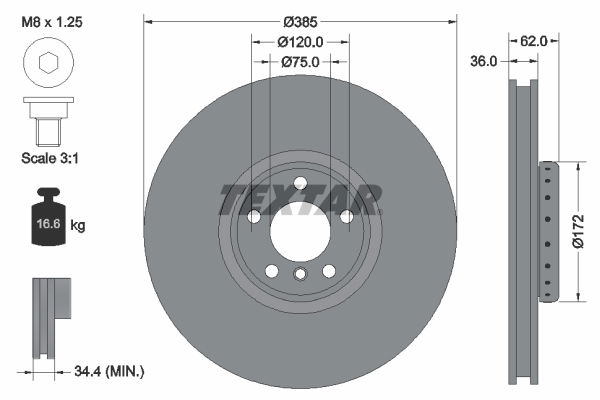 Bremsscheibe Vorderachse links Textar 92266425 von Textar