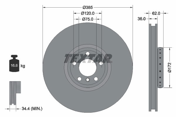 Bremsscheibe Vorderachse rechts Textar 92266525 von Textar