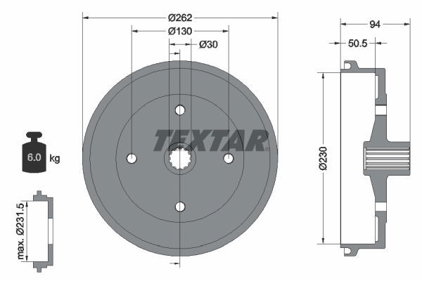 Bremstrommel Hinterachse Textar 94004700 von Textar