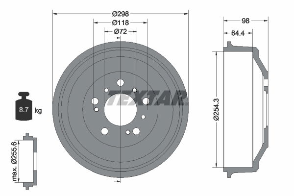 Bremstrommel Hinterachse Textar 94010200 von Textar