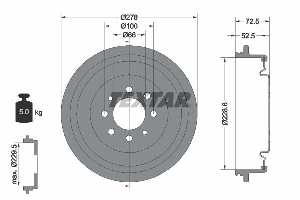 Bremstrommel Hinterachse Textar 94013700 von Textar