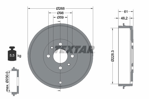 Bremstrommel Hinterachse Textar 94014000 von Textar