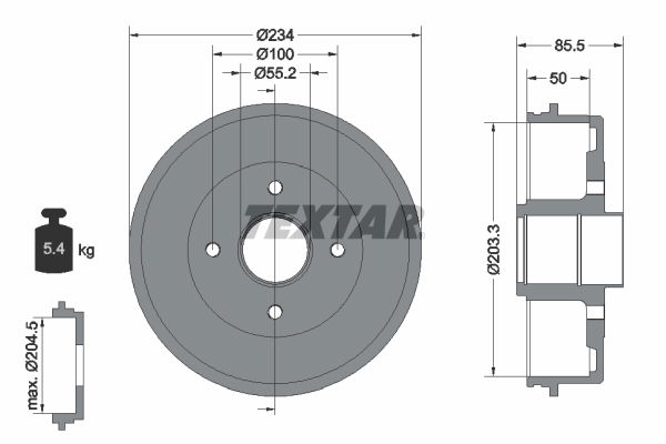 Bremstrommel Hinterachse Textar 94019600 von Textar