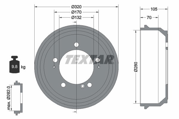 Bremstrommel Hinterachse Textar 94027000 von Textar