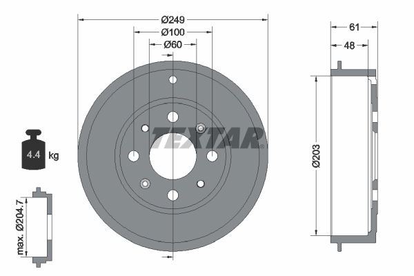 Bremstrommel Hinterachse Textar 94027600 von Textar