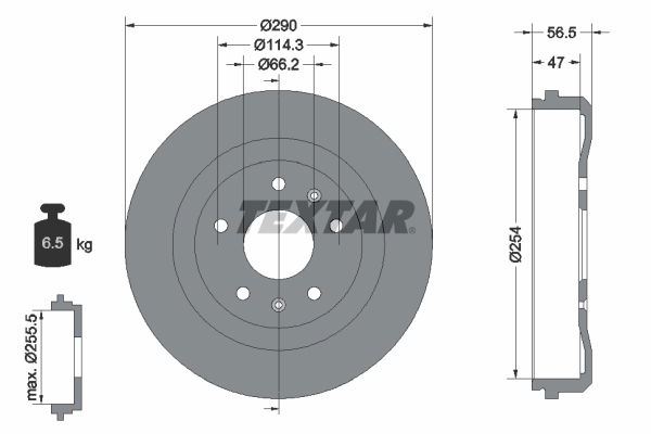 Bremstrommel Hinterachse Textar 94030900 von Textar