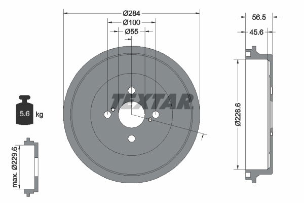 Bremstrommel Hinterachse Textar 94040900 von Textar