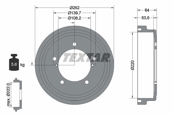 Bremstrommel Hinterachse Textar 94045700 von Textar