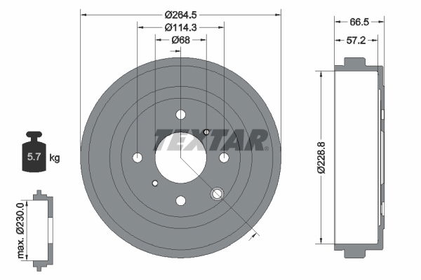 Bremstrommel Hinterachse Textar 94046400 von Textar