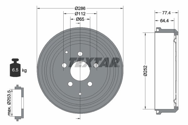 Bremstrommel Hinterachse Textar 94048300 von Textar