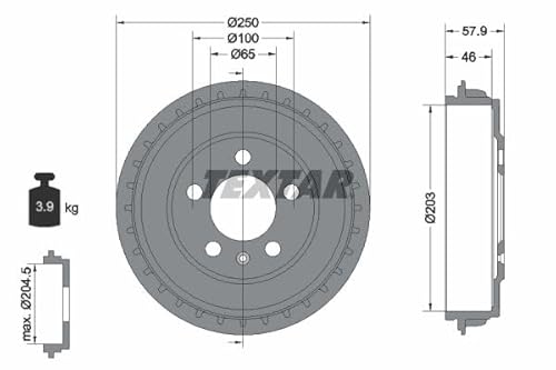 Set 2x Bremstrommel Hinten Kompatibel mit Skoda Fabia IV PJ3 VW Polo VI AW1 BZ1 AE1 Seat Arona KJ7 KJP Ibiza V KJ1 KJG 2017-> von Autoteile Gocht von Textar