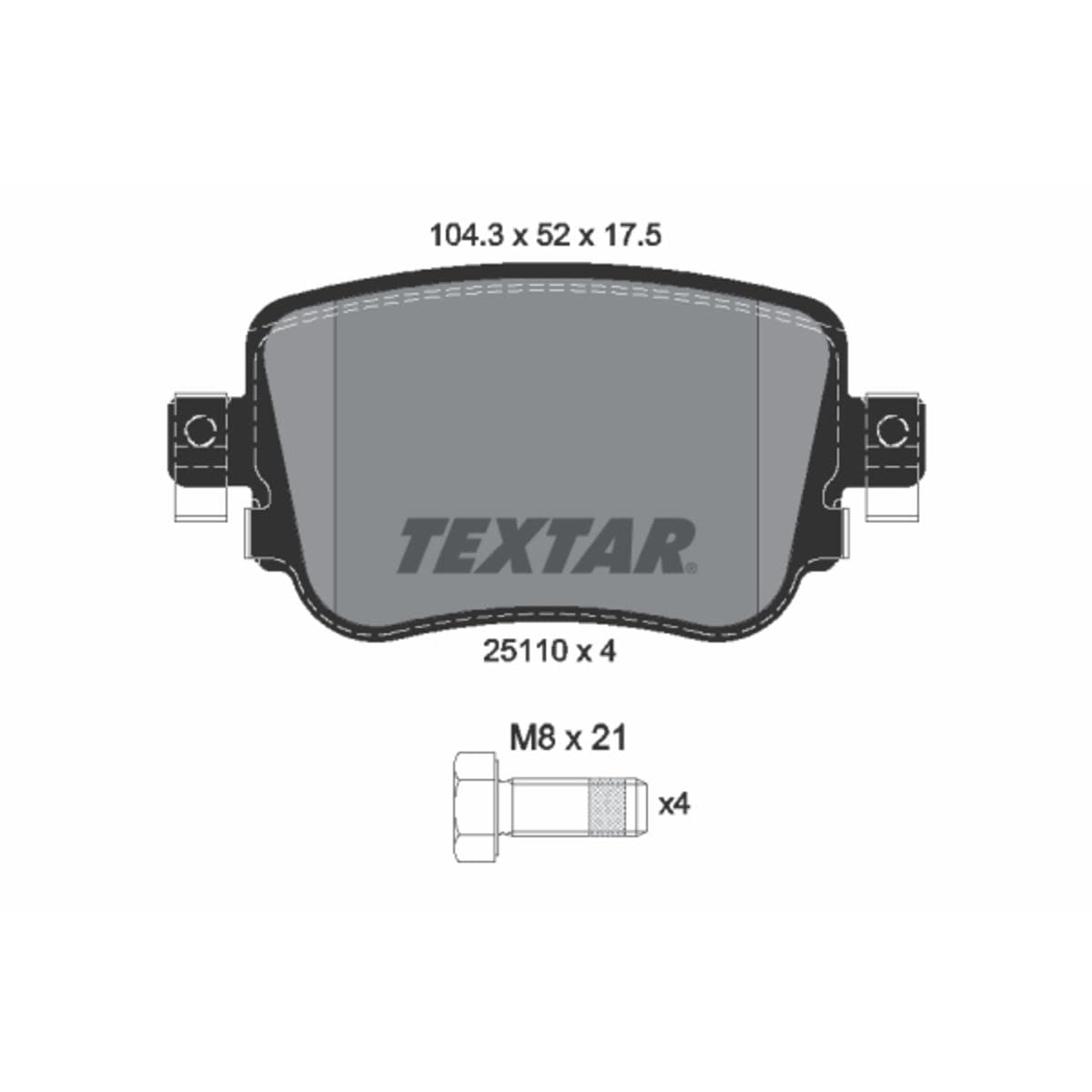 Original TEXTAR BremsbelÃƒ¤ge fÃƒ¼r Scheibenbremse Hinterachse Bremsbelag SBB 2511001 von Textar