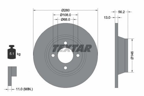 Textar 92060400 Bremsscheibe Set of 2 von Textar