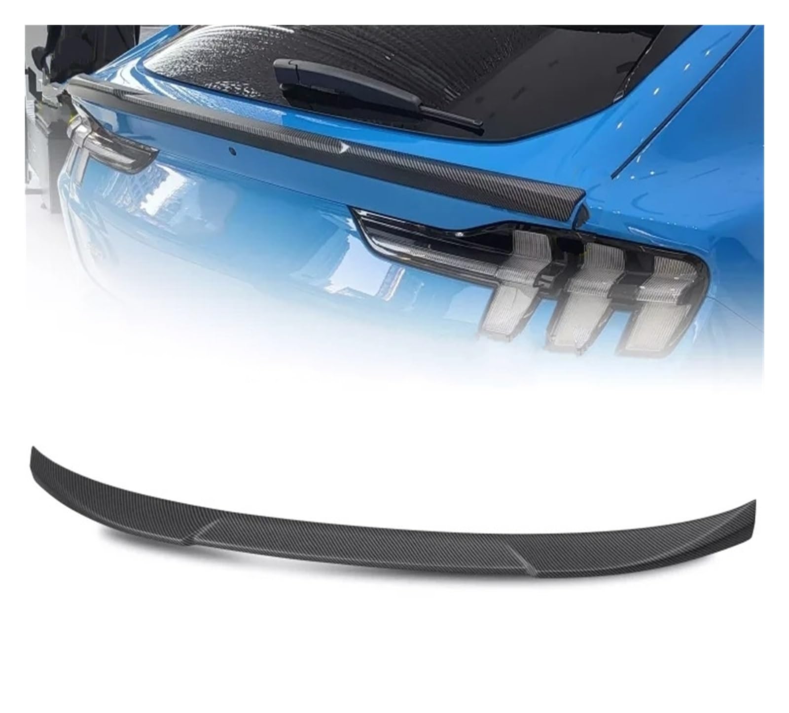 Auto Heckspoiler Für Ford Für Mustang Für Mach-E 2021 2022 Auto Spoiler Flügel ABS Hinten Stamm Spoiler Auto Auto Hinten Flügel Hinten Stamm Spoiler Auto Spoiler(Carbon Fiber Pattern) von Tfkkaw