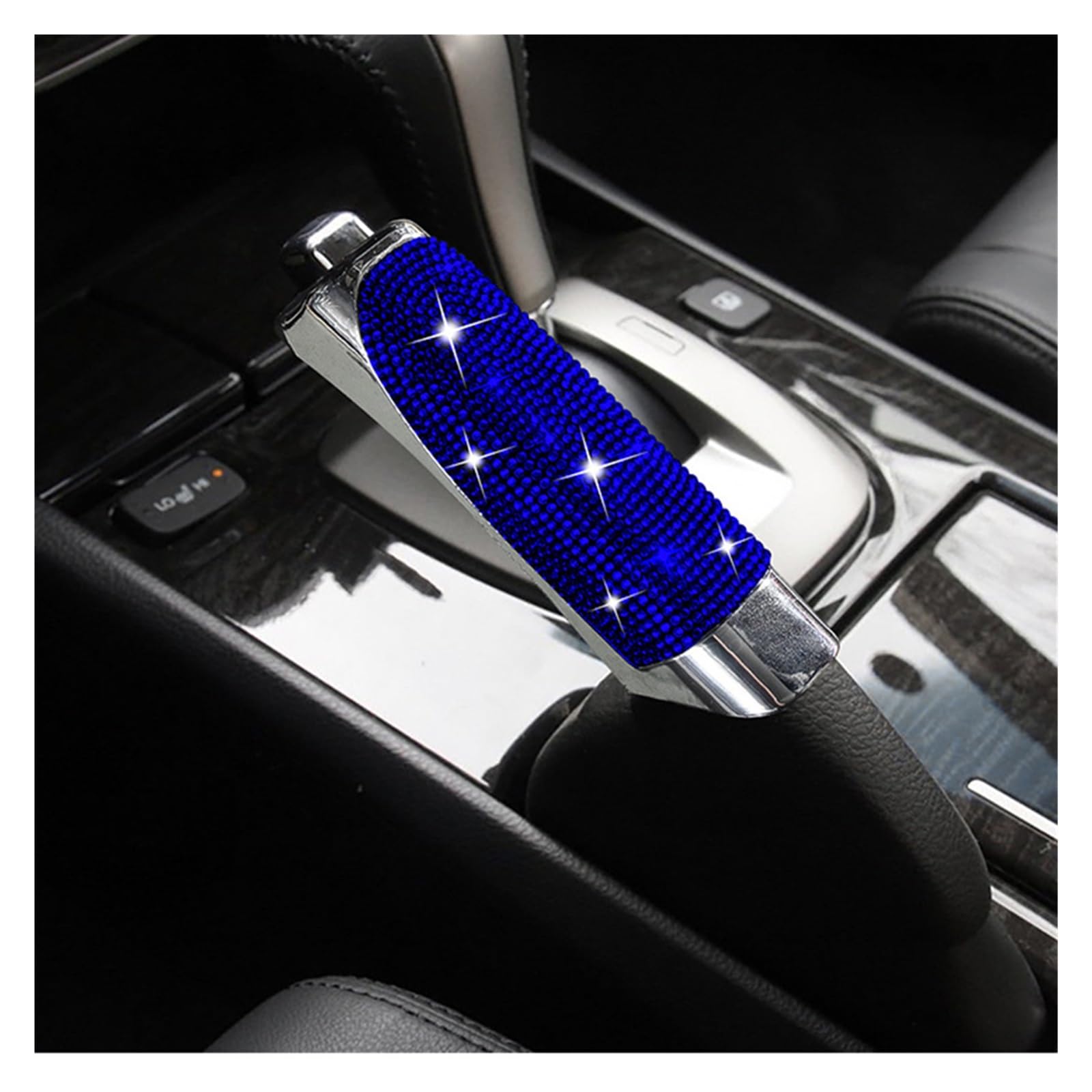 Auto Zubehör Innenraum Universal Auto Handbremse Schützen Abdeckung Styling Diamant Strass Dekor ABS Anti Slip Auto Zubehör Innen Auto Zubehör Trim(Blue) von Tfkkaw