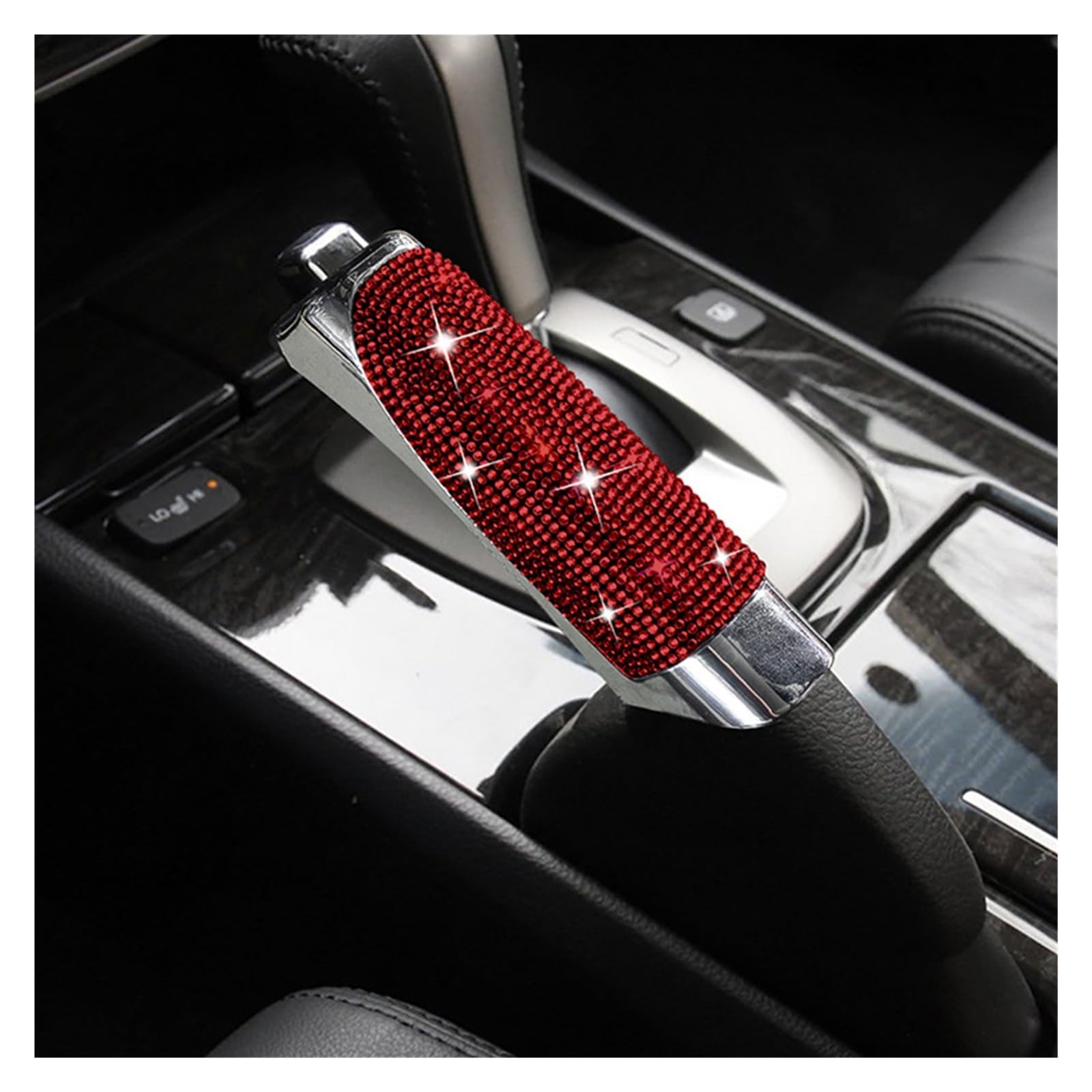 Auto Zubehör Innenraum Universal Auto Handbremse Schützen Abdeckung Styling Diamant Strass Dekor ABS Anti Slip Auto Zubehör Innen Auto Zubehör Trim(Red) von Tfkkaw