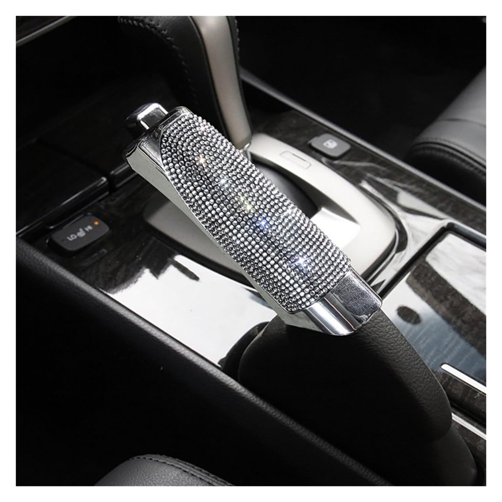 Auto Zubehör Innenraum Universal Auto Handbremse Schützen Abdeckung Styling Diamant Strass Dekor ABS Anti Slip Auto Zubehör Innen Auto Zubehör Trim(Weiß) von Tfkkaw