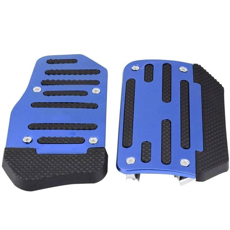 Bremspedal 1 Paar Universal Aluminium Automatikgetriebe Auto Fuß Gas Pedal Abdeckung Rutschfeste Pedale Bremspedal Rot Blau Silber Auto-Fußpedale(Blue) von Tfkkaw