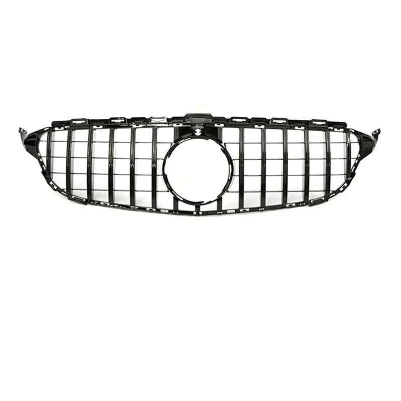 Frontgrills Für Benz C Klasse W205 2015-2018 Auto Racing Kühlergrill Oberen Stoßfänger Haube Mesh Grill Kühlergrille(GT Black with) von Tfkkaw