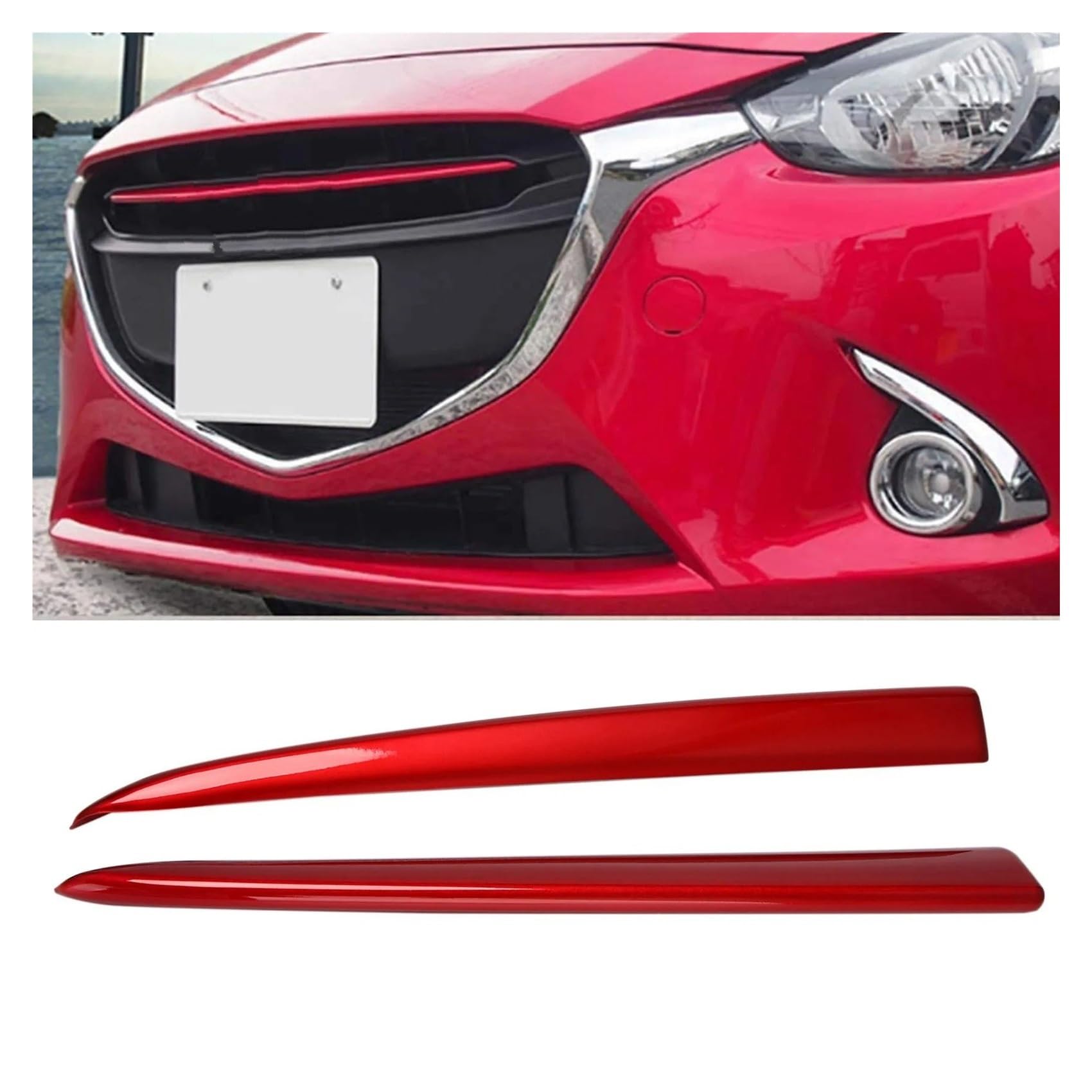 Frontgrills Für Mazda 2 Für Demio 2015-2017 DJ DL Fließheck Limousine Styling Auto Kühlergrill Grill Abdeckung Trim Form Kühlergrille(Red) von Tfkkaw