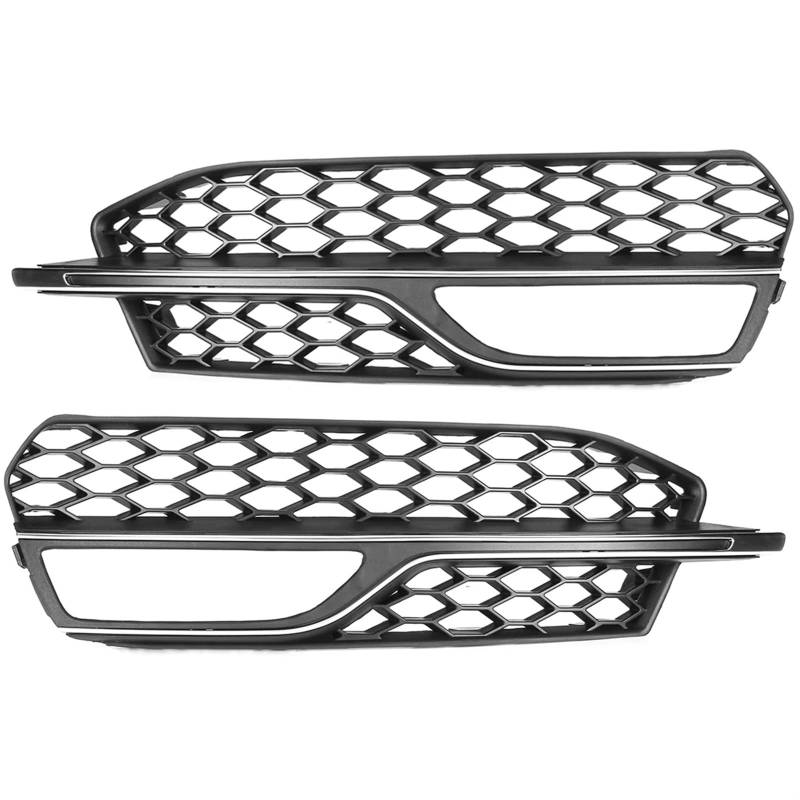 Frontgrills Für S3 Für A3 Für S-Linien 2014-2016 8V3807681 8V3807682 Auto Front Stoßstange Nebel Licht Kühlergrill Grill Honeycomb Mesh Kühlergrille(Chrome Silver) von Tfkkaw