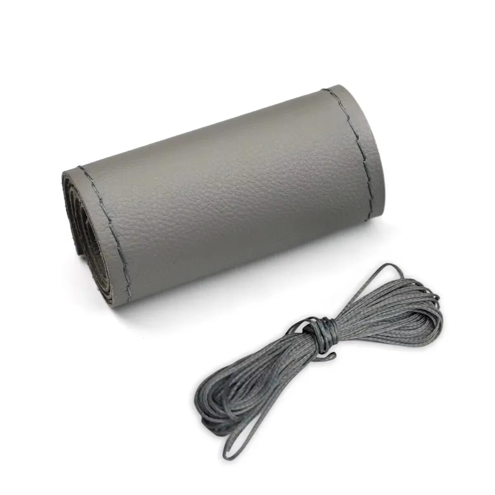 Lenkradabdeckung Für 38 cm 14 Zoll DIY Nähen, atmungsaktiv und rutschfest, Schwarz, Grau, Beige, Universal-Leder-Auto-Lenkrad-Stich auf Wrap-Abdeckung Auto Lenkradhülle Protekto(Grey (Smooth)) von Tfkkaw