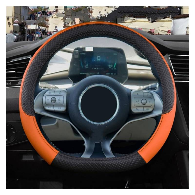 Lenkradabdeckung Für BYD Für Dolphin Für Dichtung Für Atto3 Für Tang Für Yuan Plus Auto Lenkrad Abdeckung PU Leder Nicht-Slip Zubehör Auto Lenkradhülle Protekto(Orange) von Tfkkaw