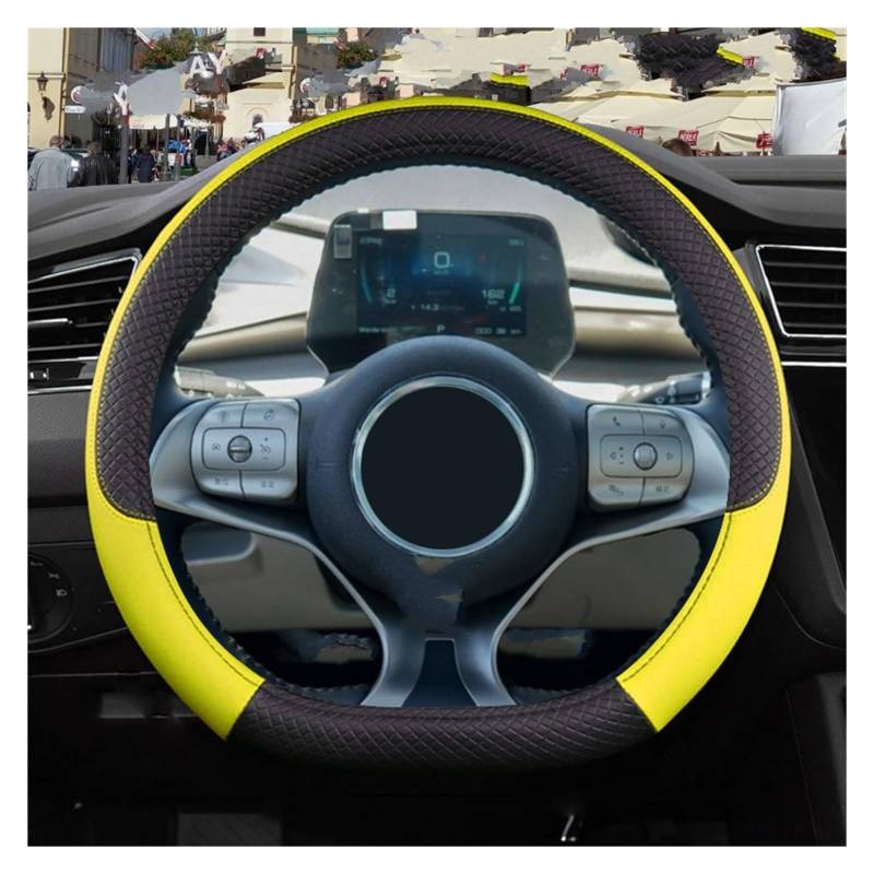 Lenkradabdeckung Für BYD Für Dolphin Für Dichtung Für Atto3 Für Tang Für Yuan Plus Auto Lenkrad Abdeckung PU Leder Nicht-Slip Zubehör Auto Lenkradhülle Protekto(Yellow) von Tfkkaw