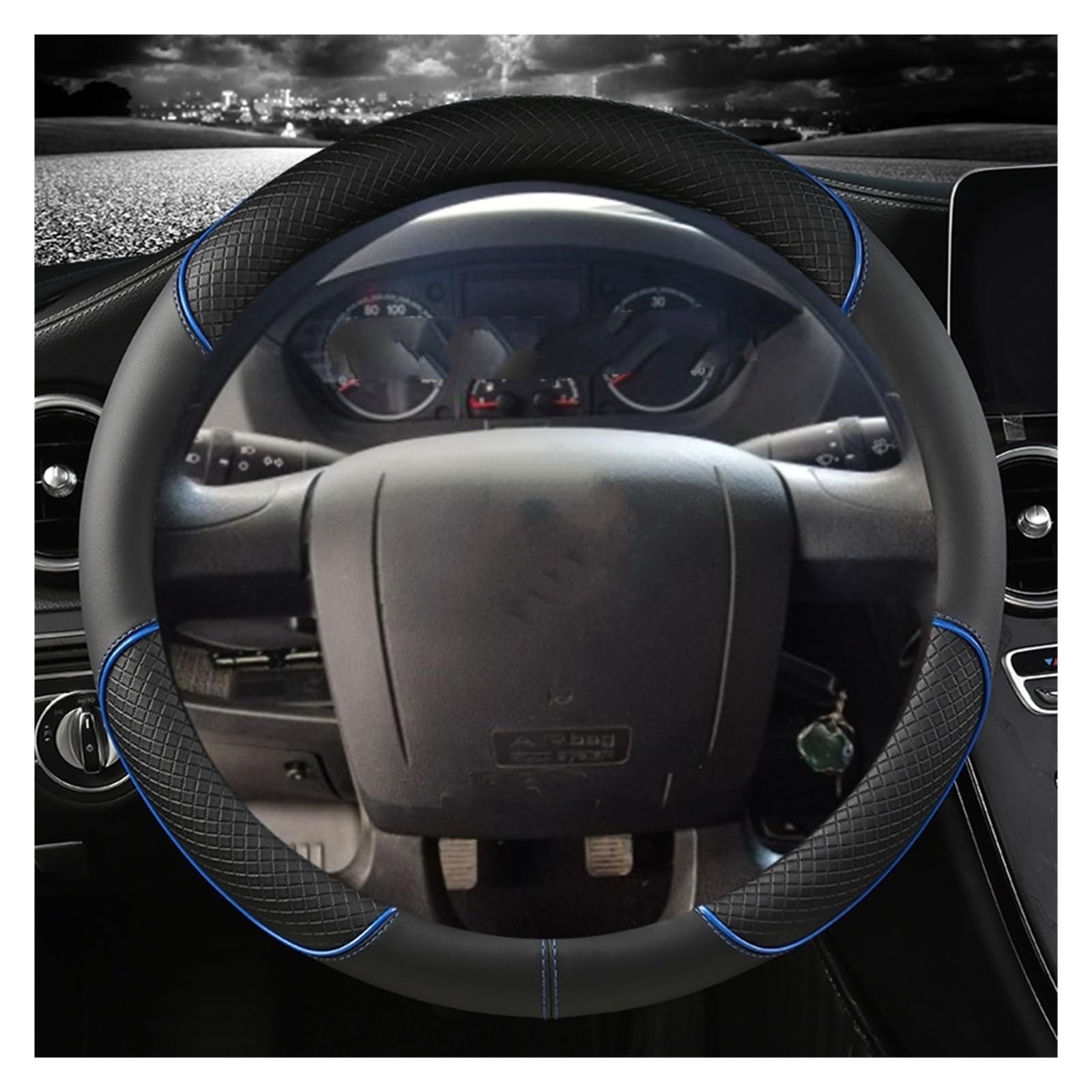 Lenkradabdeckung Für Citroen Für Jumper Für Relais Auto Lenkrad Schutz Mikrofaser Leder Auto Lenkrad Abdeckung Zubehör Auto Lenkradhülle Protekto(Blue) von Tfkkaw