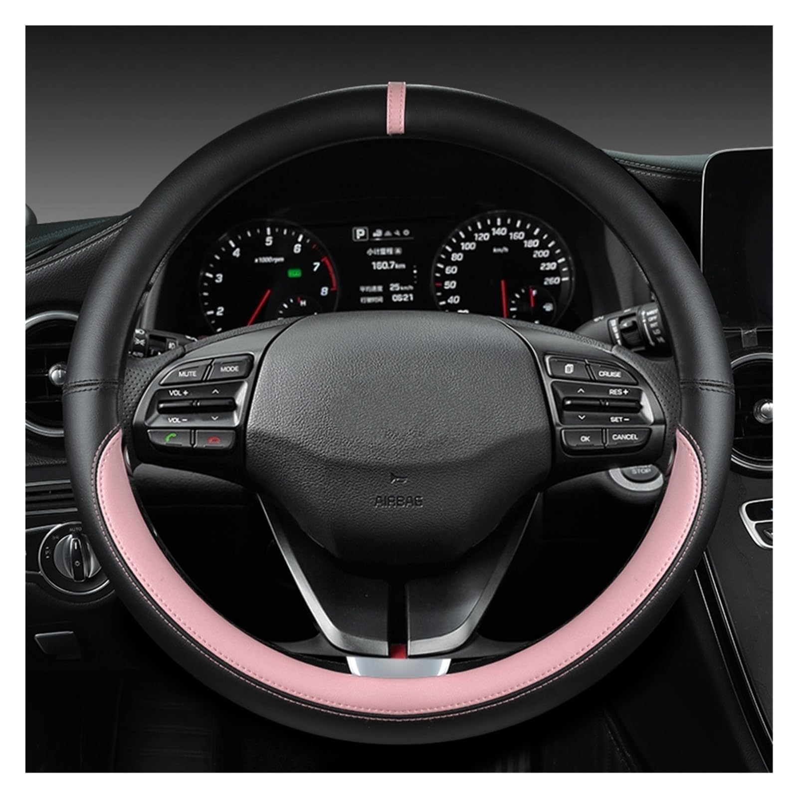 Lenkradabdeckung Für Hyundai I30 Für Creta Für Tucson Ix35 Für Solaris Für Elantra Für Santa Fe Für Kona I40 Für Palisade Auto Lenkrad Abdeckungen 38 cm Auto Lenkradhülle Protekto(PINK O Shape) von Tfkkaw