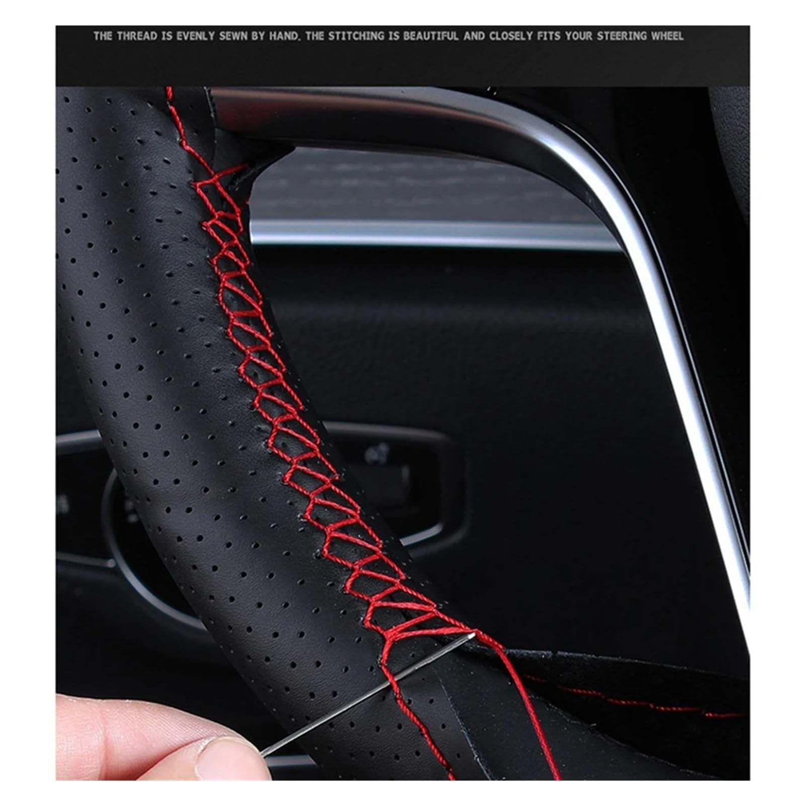 Lenkradabdeckung Für Mazda 3/6 Für Axela 2017-2018 Für Atenza CX-3 CX-5CX-9 Mikrofaser Leder Hand-genäht Auto Lenkrad Abdeckung Auto Lenkradhülle Protekto(Red Blue Thread) von Tfkkaw