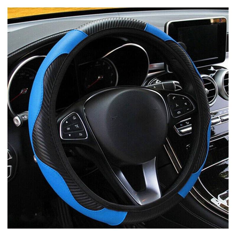 Lenkradabdeckung Für Megane 2/3 Für Captur Für Clio Für Scenic Für Duster Für Kudjar Für Triber Universal Leder Auto Lenkrad Abdeckung Zubehör Auto Lenkradhülle Protekto(Blue) von Tfkkaw