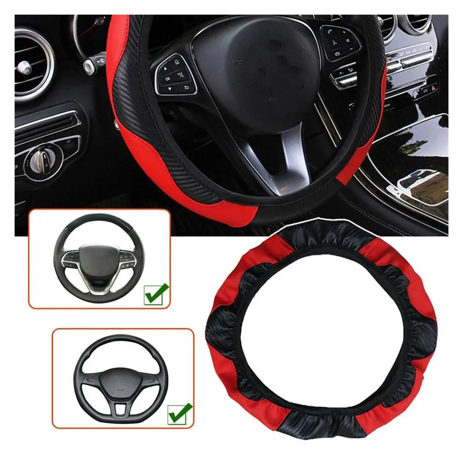 Lenkradabdeckung Für Megane 2/3 Für Captur Für Clio Für Scenic Für Duster Für Kudjar Für Triber Universal Leder Auto Lenkrad Abdeckung Zubehör Auto Lenkradhülle Protekto(Pink) von Tfkkaw